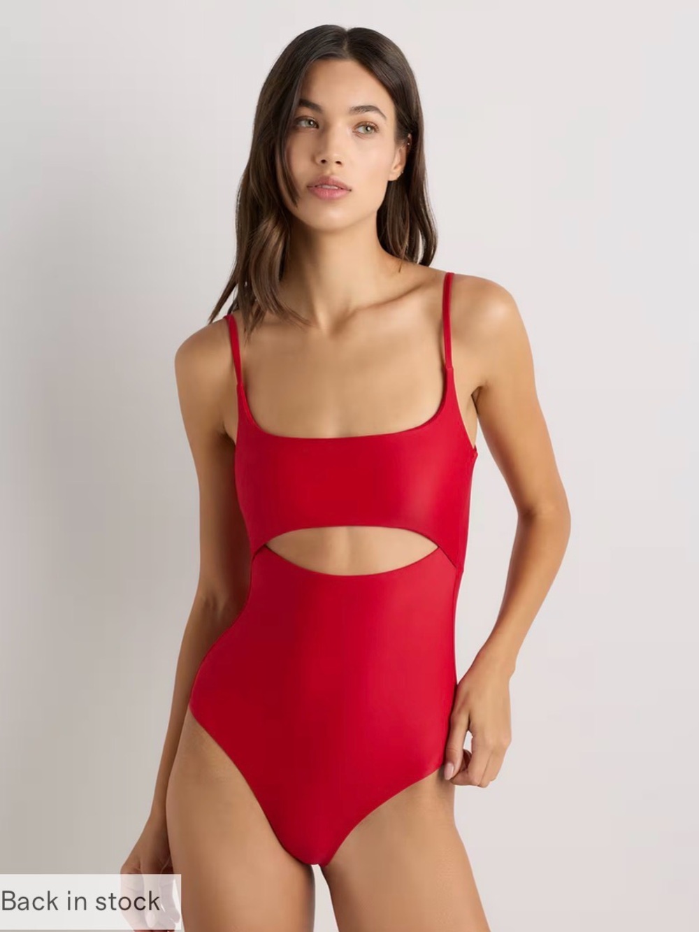 NWT Quince Italian Cut Out One-Piece Swimsuit XS in Cherry
